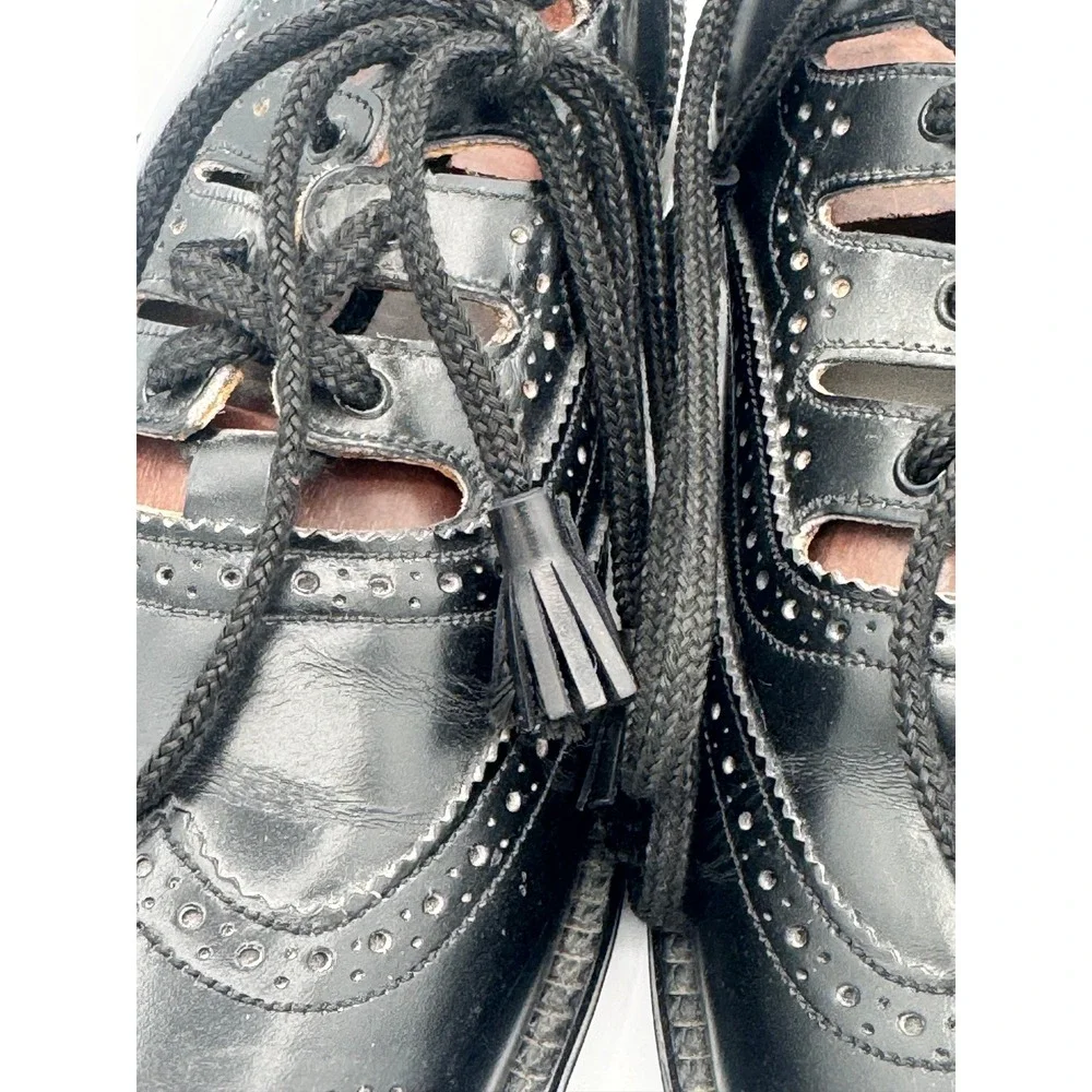 Desborough Shoe Envoy Men Black Leather Ghillie Brogues Made in Britain Tasseled